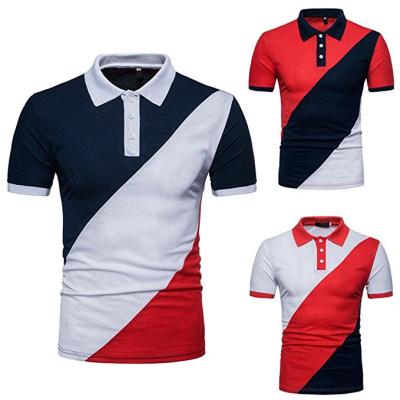 China Plain knitted men's polo anti-pilling T-shirt casual wear red men's polo shirt slim fit for men for sale