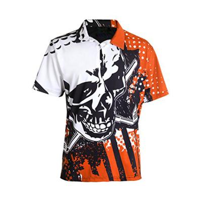 China QUICK DRY Mens Polyester Sublimation Printed Skull Knit T-Shirt Polo Shirt for sale