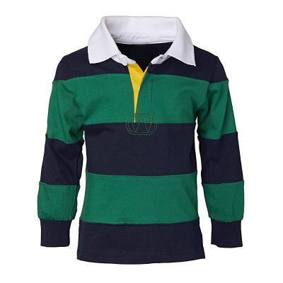 China 100% Antibacterial Cotton Reinforced Side Splits Long Sleeve Wide Striped Rugby Polo Shirts for sale