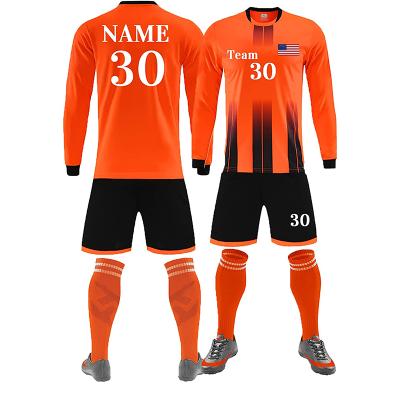 China Custom 2021/2022 Soccer Jersey USA Vintage Soccer Jersey OEM Orange Quick Dry Kids Soccer Jersey Kit Uniform Set for sale