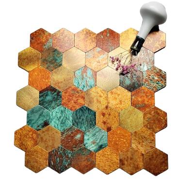 China Modern Hexagonal Close Tolerance Aluminum Compound Self Adhesive Living Room Wall Panel Interior Wall Stickers TV for sale