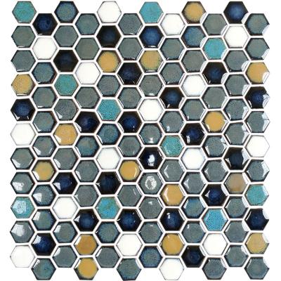 China Small Modern Hexagon Mosaic Tiles Interior Wall Tiles Living Room Background Wall for sale