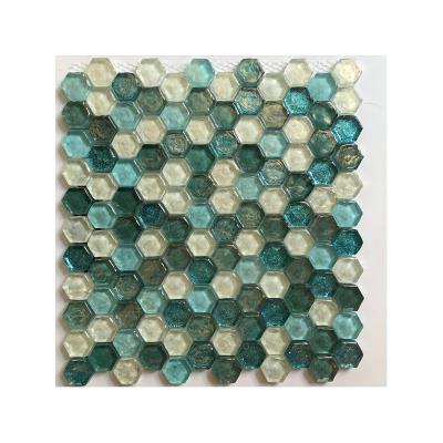 China colorful glass hexagon mosaic tile square for sale