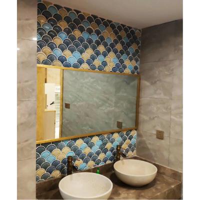 China Modern Red Mud Fish Ladder Area Fan Shape Swimming Pool Mosaic Ceramic Bathroom Tiles for sale