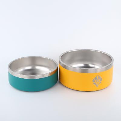 China 18/8 Stainless Steel 32oz 64oz Dog Bowl Anti Slip Dog Water Bottle Pet Food Sustainable Rubber Base Bowls for sale