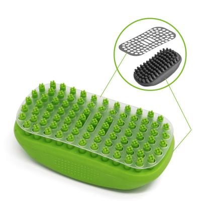 China Stocked Easy Cleaning Cat And Dog Massage Brush Dog Bath Brush With Removable Screen Comb for sale