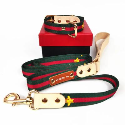 China Stocked 2023 Hot Selling Dog Leash Customized Custom Design Sublimation Printed Nylon Dog Leash And Collar Set for sale