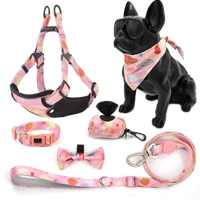 China 2023 Designers Custom Custom Leash And Dog Harness Collar Set Personalized Neoprene Mesh Soft Dog Harness Set Logo Dog Vest No Pull for sale