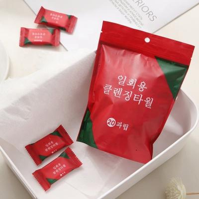 China Disposable Disposable Compressed Towel Portable Square Beauty Travel Cotton Towel Travel Cotton Towel Candy Cleansing Towel for sale