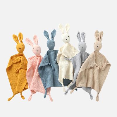 China Eco-friendly Material Baby Comforter Blanet Safety Blanket Toy Organic Muslin Bunny Security Baby Shower Gift for New Baby for sale