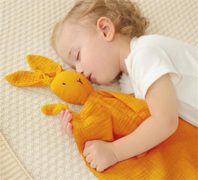 China Anti-Apnea Organic Material Soothe Soft Breathable And Comfortable Small Baby Bunny Comforter Blanket Toy for sale