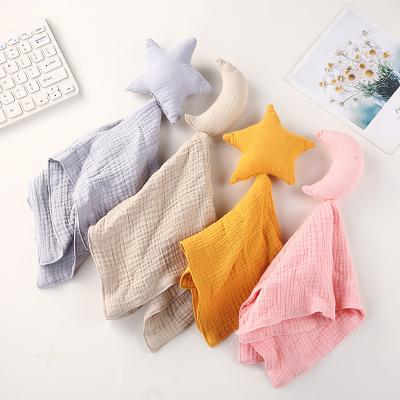 China High Quality Customized Super Soft Anti-Apnea Stuffed 100% Cotton Muslin Teething Tissues Towel Baby Safety Blanket for sale