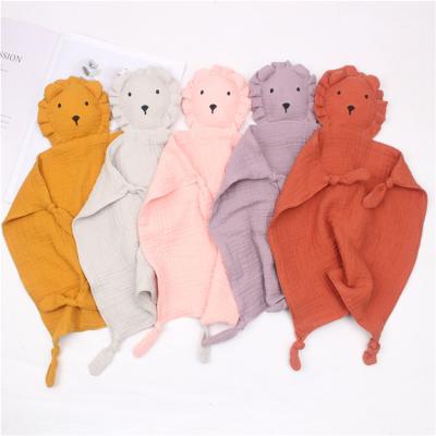 China Cute Cotton Infant Newborn Antibacterial Lion Security Blanket Baby Toddler Nursery Animal for sale