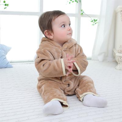 China Baby Skin-Friendly Unisex Baby Sherpa Pram Winter Tracksuit Snowsuit Hooded Fleece Jumpsuit Romper for sale