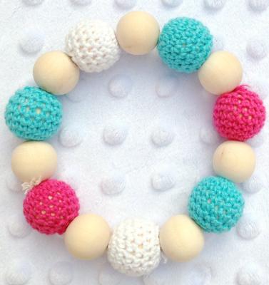 China Teething Bracelet Hook Bright Beech Wood Teether Toys For Baby for sale