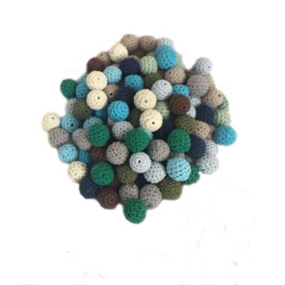 China Cute Organic Cotton 16 Mm Handmade Teething Wooden Crochet Beads for sale