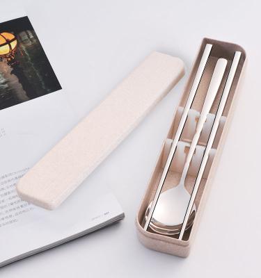 China Sustainable Hot Selling Portable Stainless Steel Chopsticks And Spoons For Travel Campus for sale