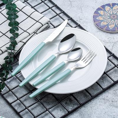 China Global Viable Best Selling Products 16pcs Handle Plastic Cutlery Set With Box Packing For Family Hotel Restaurant for sale