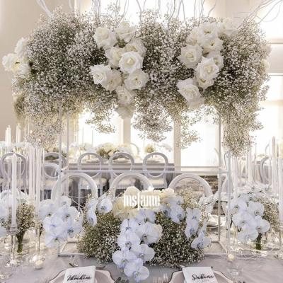 China Flower Ball MSFAME Orchid Flowers Baby's Breath Silk Floral Arrangement For Centerpiece for sale