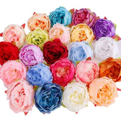 China MSFAME Peony Flower Head Artificial Flower Head Fabric Peony Pink Flower Head for sale