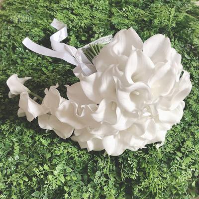 China High Quality Handmade Real Touch Calla Lily Bouquet Bridal Wedding Flower Bouquet Real Touch Bridal for sale