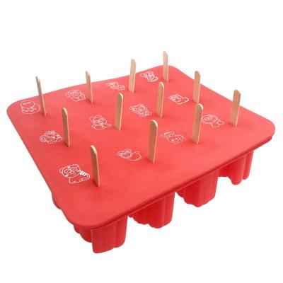 China 12 Cavity Sustainable Animal Shaped Silicone Popsicle Molds Ice Pop Molds Reusable Ice Pop Maker for sale