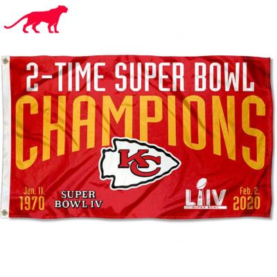 China Wholesale FLYING Flag Custom Kansas City Chiefs Logo 2 Time 2X Super Bowl Champions Flags for sale