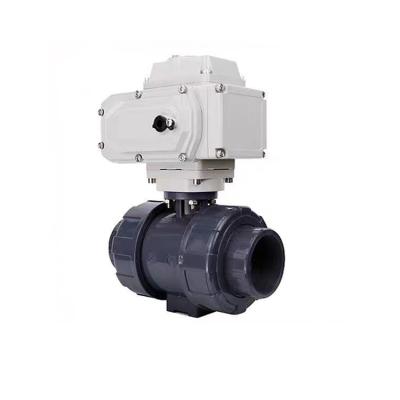 China Customization DN100 High Efficiency ABS Upvc Water Double Unions General Plastic Thread Actuator Electric Ball Valve for sale