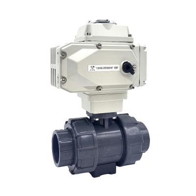 China General Factory Directly Sells DN40 Electric Actuated Plastic Motorized Control 2 Way Water Ball Valve for sale