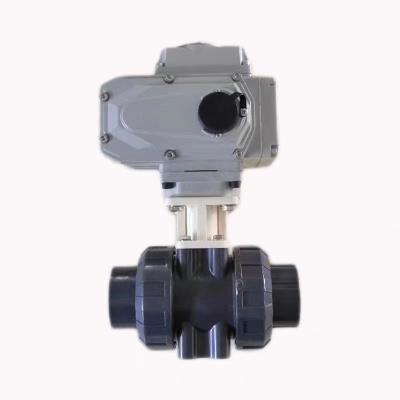 China Genuine General Manufacturer DN32 UPVC Double-Roll Plastic Union Electric Motorized Ball Valve for sale