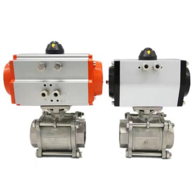 China 3 Pieces Stainless Steel Tri Flange General Double Connection Pneumatic Actuator Acting Ball Valve for sale