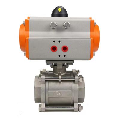 China DN32 2 Way Stainless Steel Pneumatic Actuator Custom Ball Valve Double Tri Flange General Acting Connection for sale