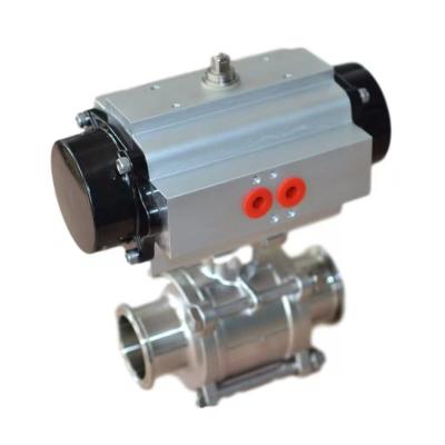 China General 12V 24V 3PCS Threaded Stainless Steel WCB Pneumatic Actuator Trackball Valve for sale