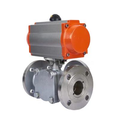 China Food Grade General Sanitary 3 Way Ball Valve Stainless Steel Pneumatic Ball Valve for sale