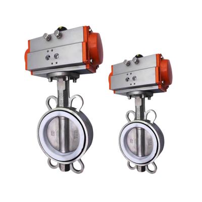 China General Wholesale DN200 8 Inch Water Oil Gas Cast Iron Double Acting Pneumatic Wafer Butterfly Valve for sale