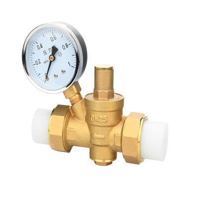 China General Brass Bronze Single Pressure Gauge Threaded Manual Pressure Reducing Valve For Water for sale