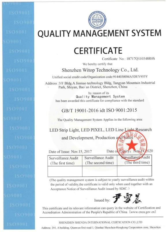 ISO9001 - Shenzhen Witop Technology Co., Ltd.