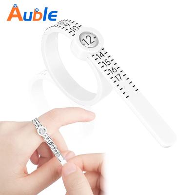 China Hot Sale Measuring Ring Size Ring Finger Gauge Us British Eu Jewelry Measurement Logo Ring Sizer Plastic Custom Made With Magnifying Glass for sale