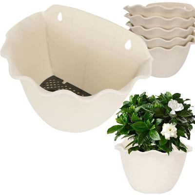 China Modern Wavy Edge Plastic Garden Flower Plant Wall Mounted Hanging Succulent Pots Home Decor Modern Indoor Outdoor for sale