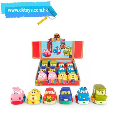 China Cute Colorful Vinyl Toys Cute Baby Car 12PCS/Box Small Cardboard Car for sale