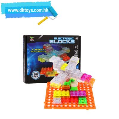 China Building Blocks Eco - Friendly Material Kids Light Up Blocks 50 PCS DIY Electric Blocks for sale