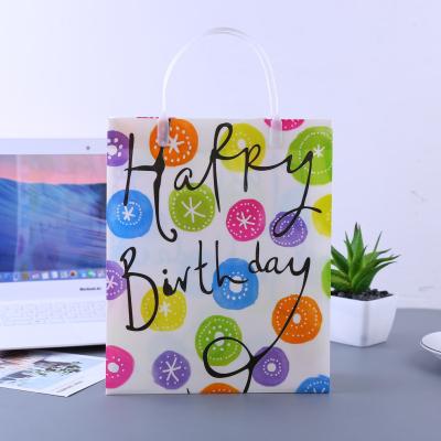 China 10pcs/lot Recyclable Happy Birthday Party Theme Party Decoration Bag Plastic Candy Bag Loot Bag For Kids Birthday Festival Supplies for sale