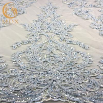 China MDX bordou o solúvel de Mesh Lace Fabric Sequins Water pela jarda à venda