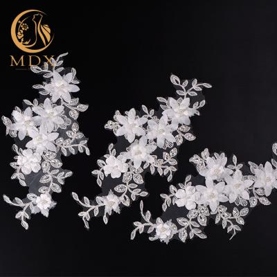 China 25cm van de het Kantversiering van de Breedtemanier Versiering van de de Polyester 3D Geborduurde Bloem voor Huwelijk Te koop