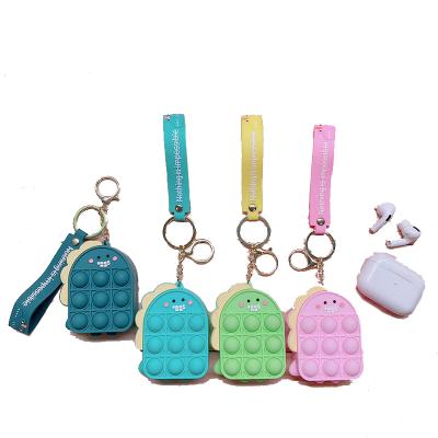 China New Design Gift Toys Key Chain Toy Fidget Spinner Full Food Grade Five Star Silicone Push Bubble Pop With Key Chain for sale