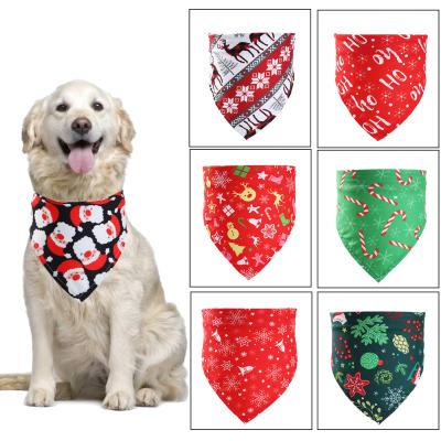 China Custom Painting Pet Stocked Cat Dog Reversible Plaid Bibs Scarf Adjustable Washable Triangle Cotton Christmas Bandana With Logo for sale