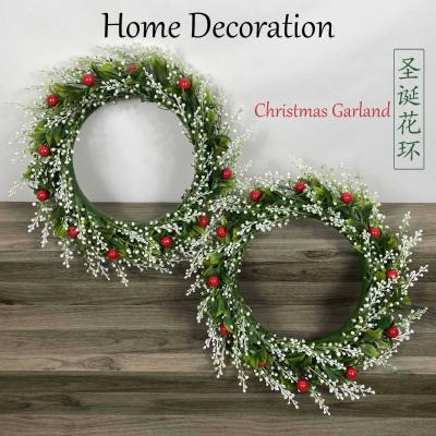 China Eco-friendly Wholesale Eternal Plastic Christmas Flower Simulation Flower Wreath Mini PVC Wreath for sale