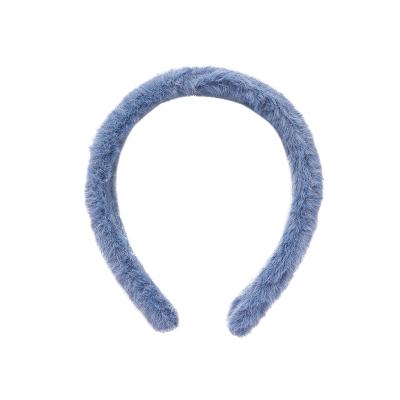 China Hair Color Plush Sponge Flat Plastic Headband Elastic Band Fashion Wide Brim Hair Band Accessories For Women for sale