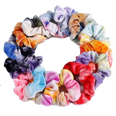 China New Arrived Ins Popular Fashion Women Hair Accessories Korean Elastic Polka Gradient Tie-Dy Dot Print Hair Band Scrunchies for sale