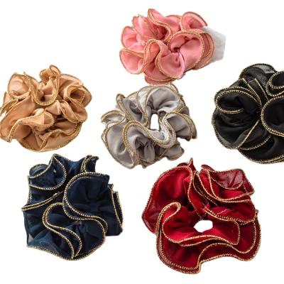 China New CIA Women Korean Fashionable Hair Accessories Elastic Hair Band Hair Scrunchies Leopard Print Scrunchies Bowknot Ribbon Pearl Hair Tie for sale